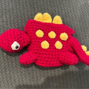 Red Crocheted Dinosaur Purse